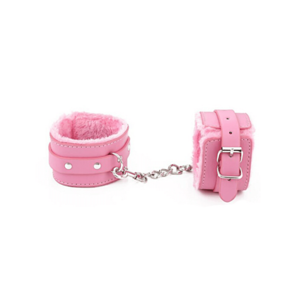 Pink soft chained handcuffs