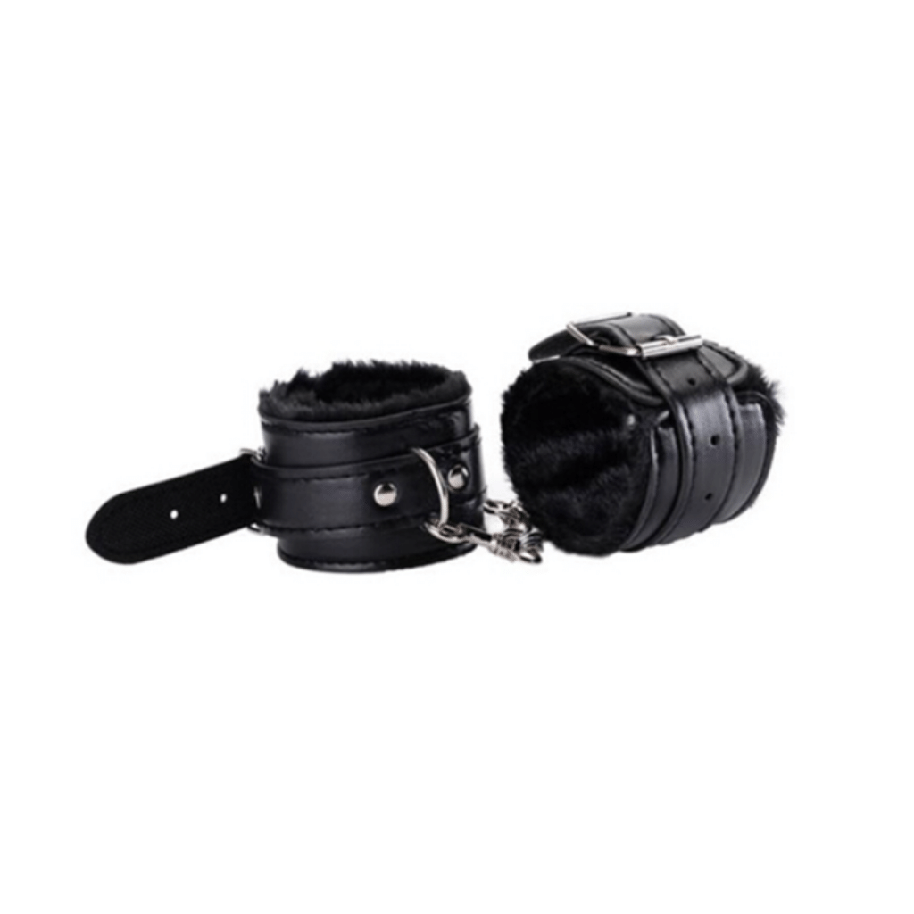 Black soft chained handcuffs