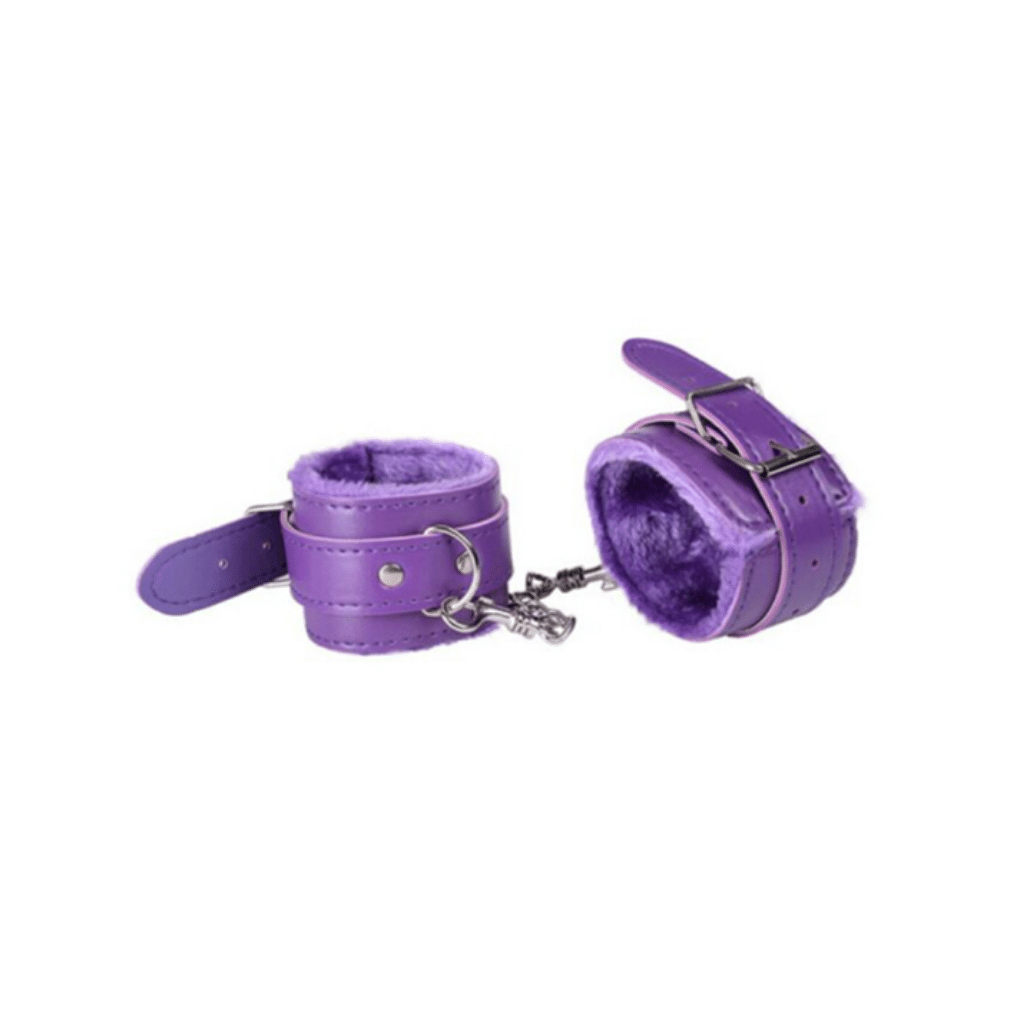 Purple soft chained handcuffs