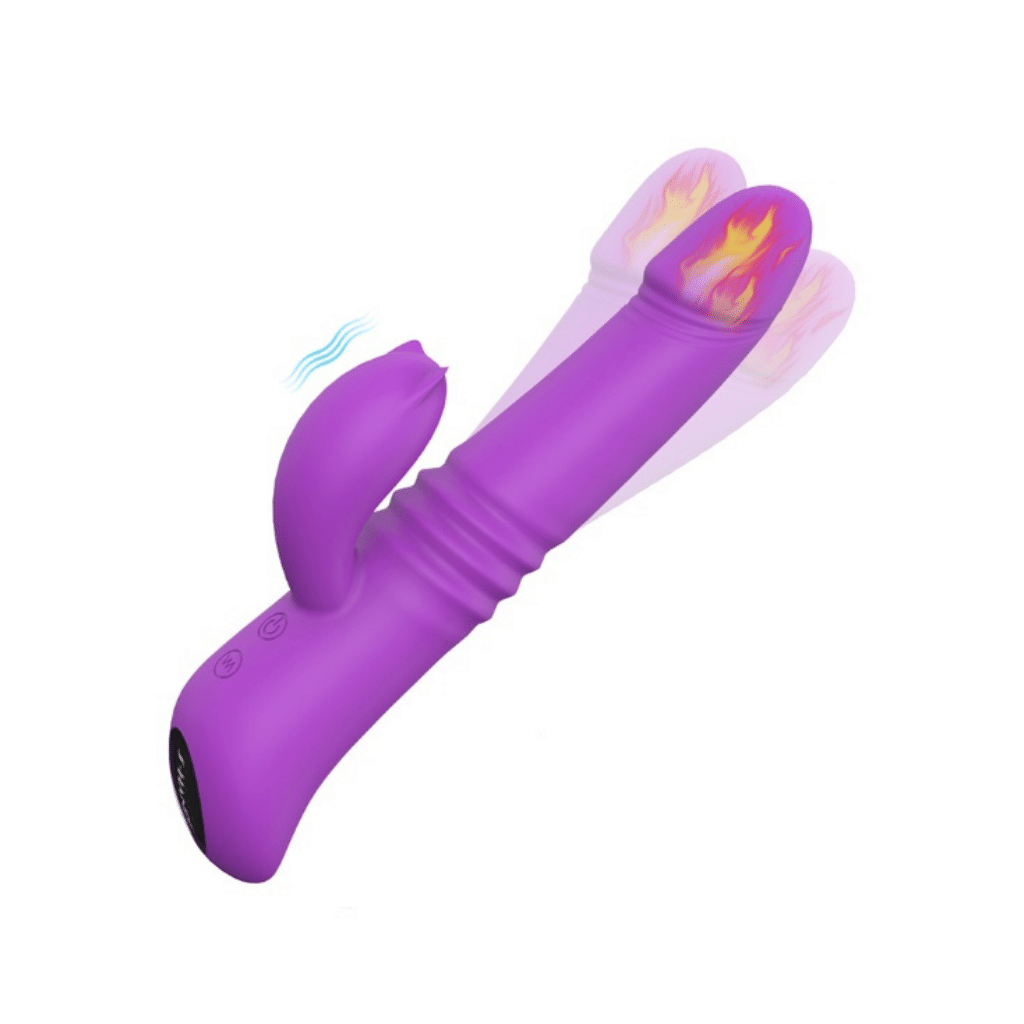 Thrusting heated rabbit vibrator