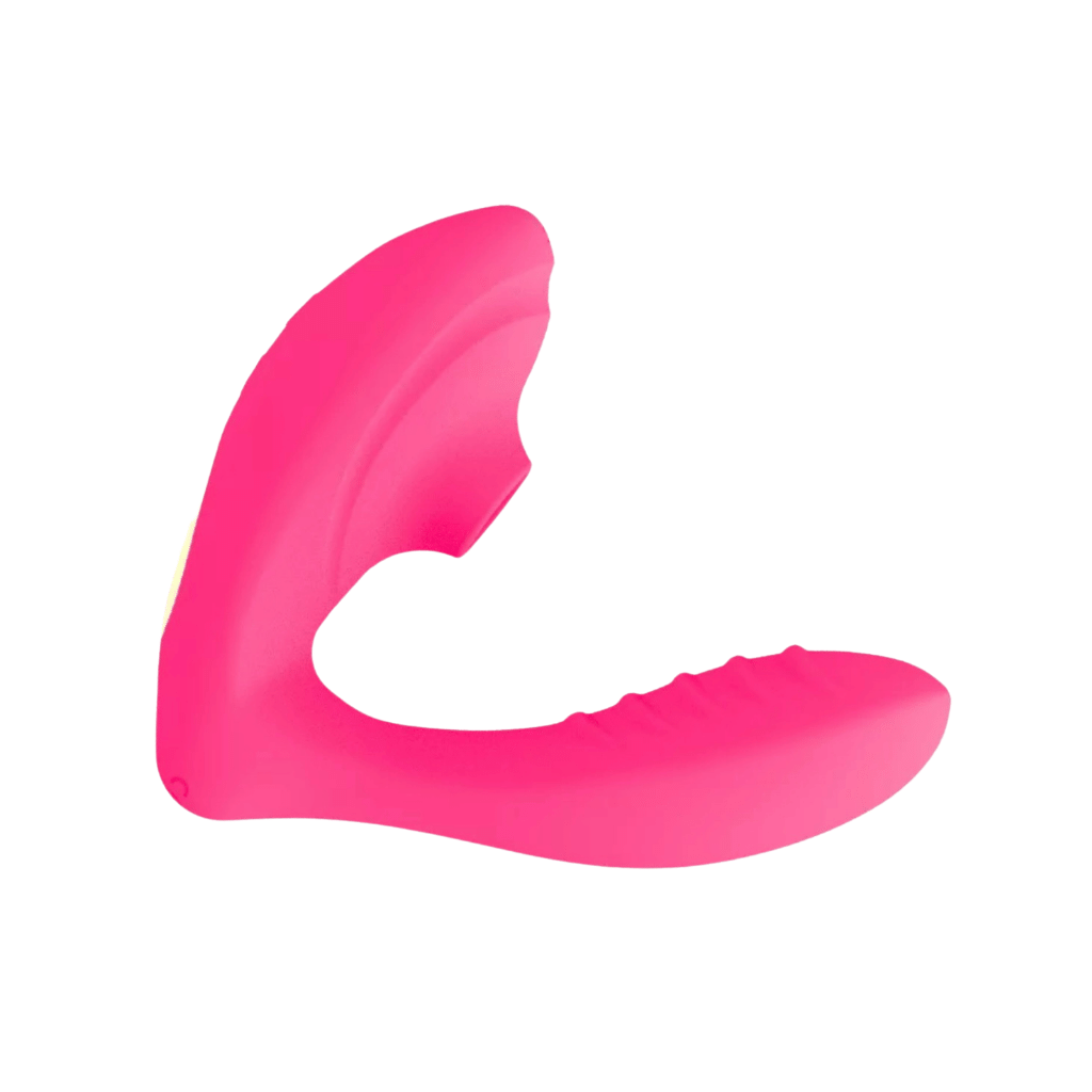 Dual action silicone flex vibrator with clit suction
