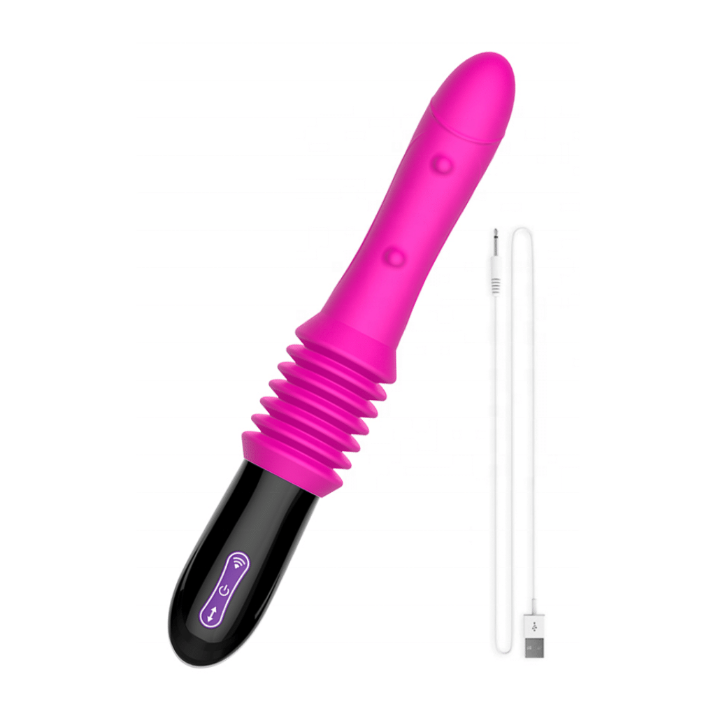 Hands-free thrusting vibrator with remote control