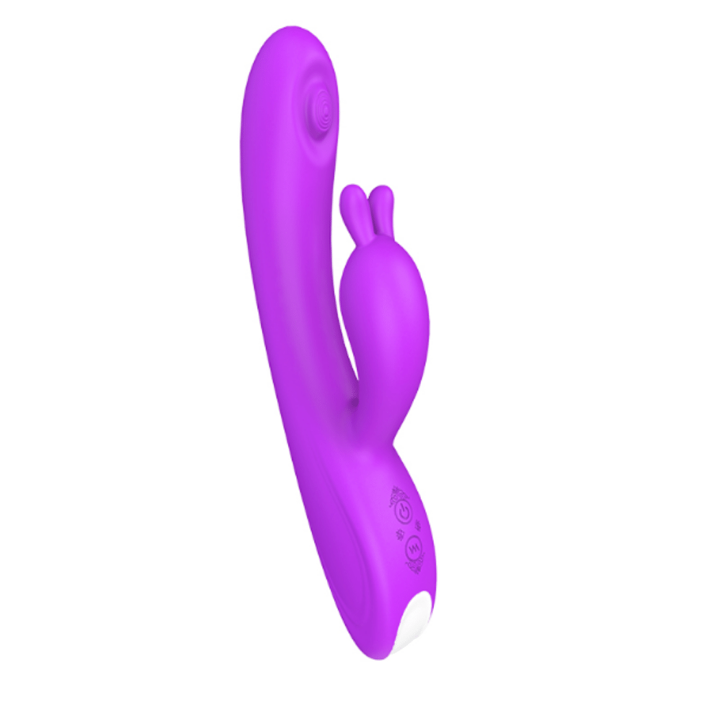 Purple rabbit vibrator with thumping and throbbing shaft