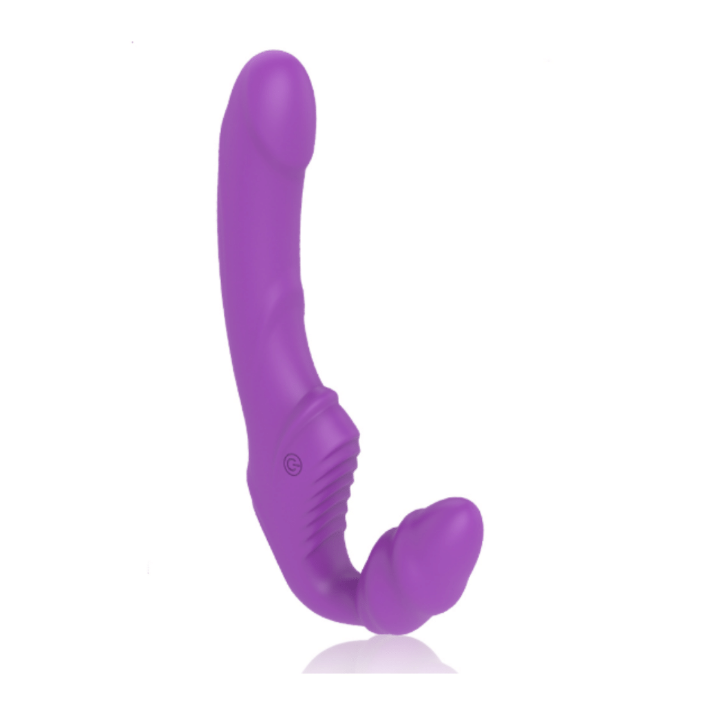 Vibrating strapless strap-on in purple