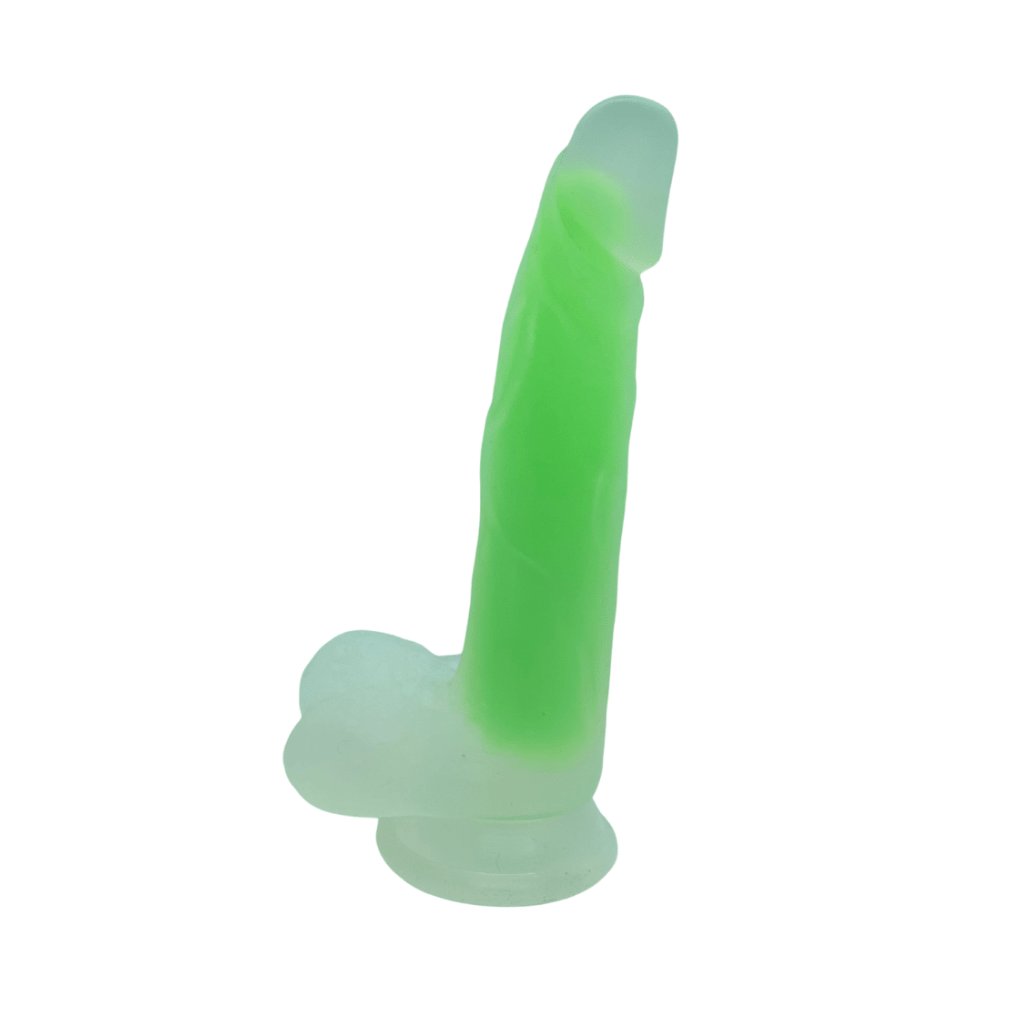 Silicone 6-inch dildo with glow in the dark core