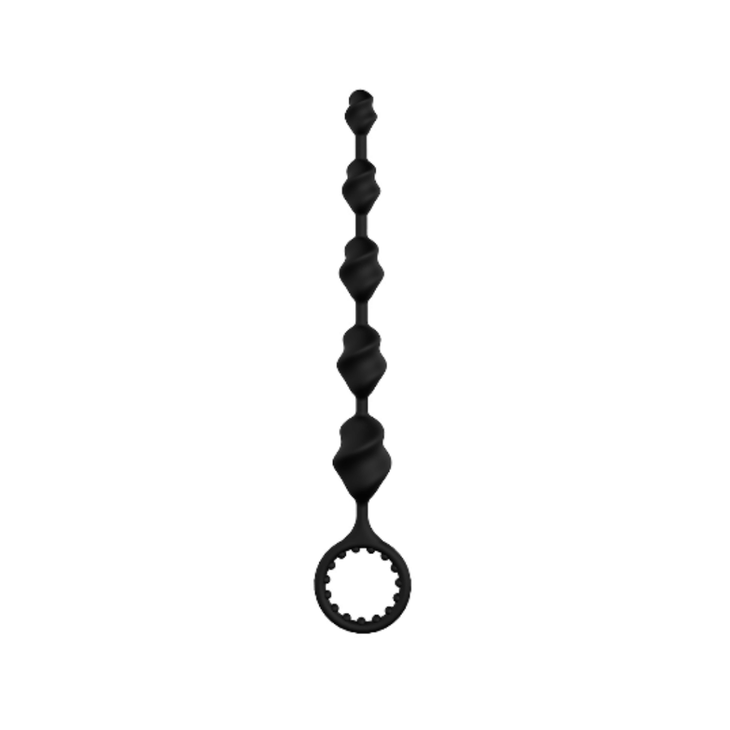 Black graduated anal beads with ridges