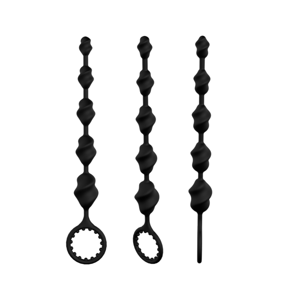 Black graduated anal beads with ridges