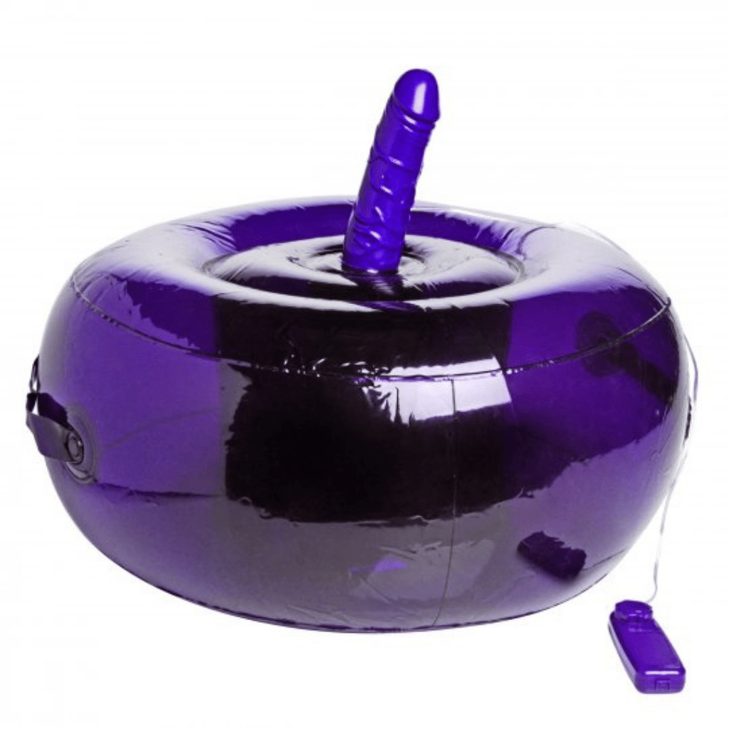 Sit-N-Ride Inflatable Seat with vibrating dildo in purple 