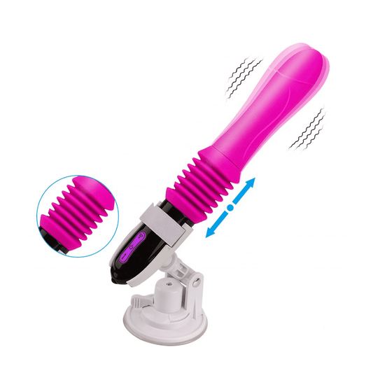 Hands-free thrusting vibrator with remote control