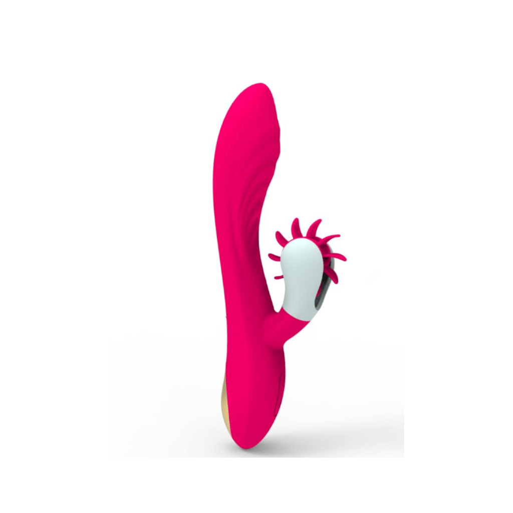 G-Spot and clitoral vibrator with rotating silicone petals tongue like sensations